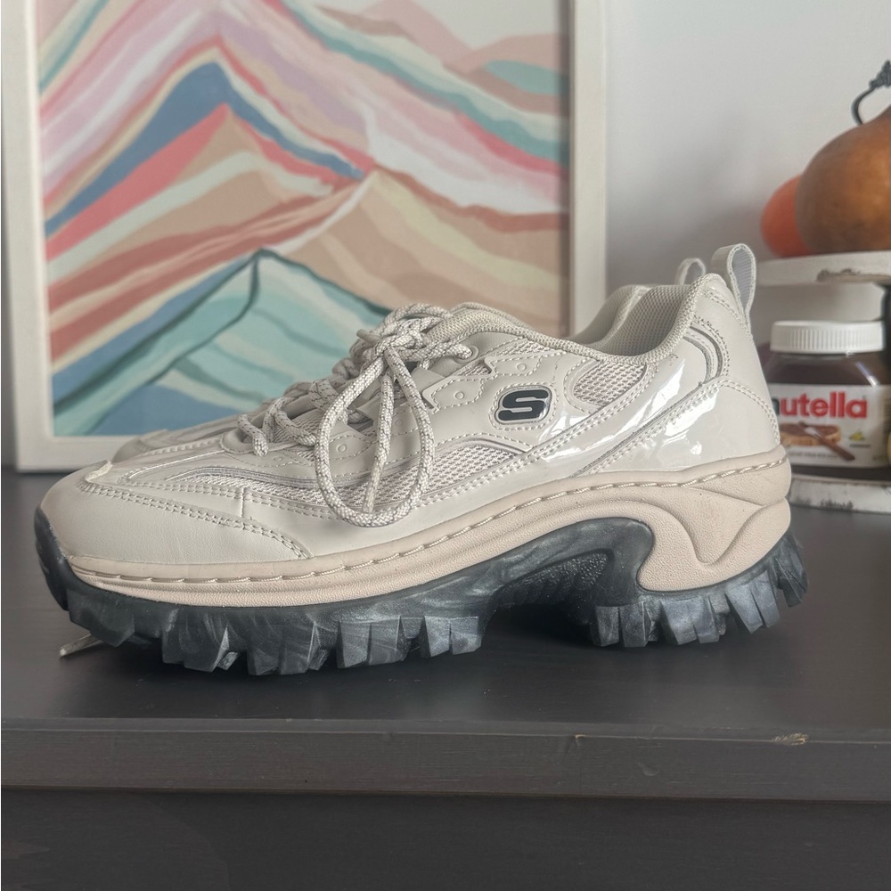 Skechers Women's Cream and Gray Chunky Trail Sneaker